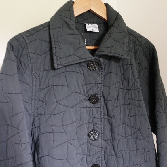Quilted Cotton Trapeze A-Line Jacket Coat Size L - Picture 3 of 8